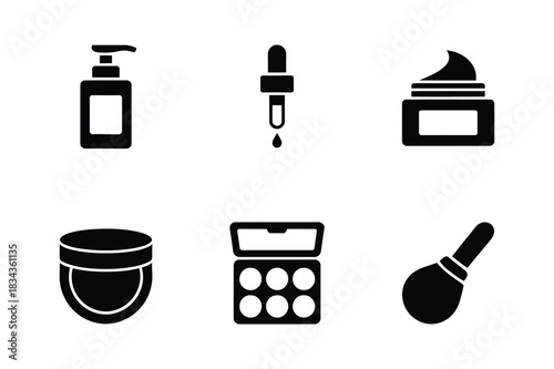 Collection of cosmetic and skincare product icons