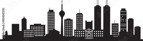 City skyline silhouette in clean straight black shapes (Colombo).eps