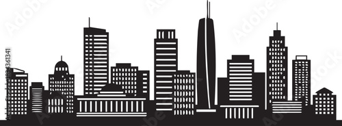 City skyline silhouette in clean straight black shapes (Dhaka).eps