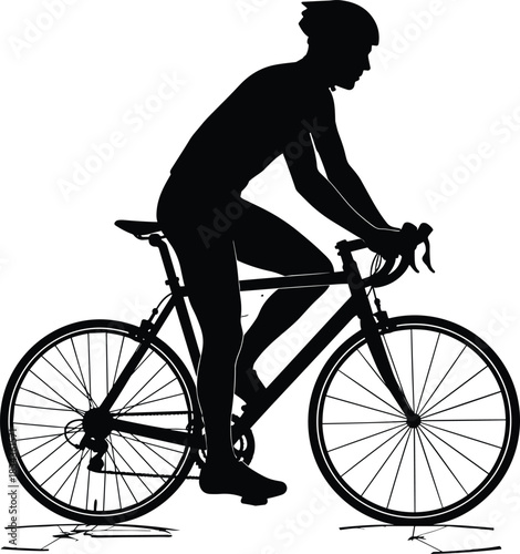 cyclist, silhouette, bike, road, motion, sport, helmet, vector, black, cad, drawing, posture, speed, illustration, athlete