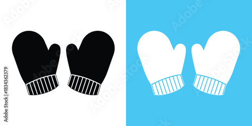 Winter mittens silhouette vector, Winter gloves icon, Winter gloves silhouette