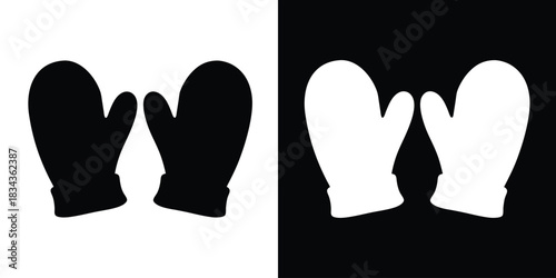 Winter mittens silhouette vector, Winter gloves icon, Winter gloves silhouette