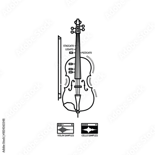 String Instrument Articulations (Staccato, Legato, Pizzicato) with Violin and Cello Samples