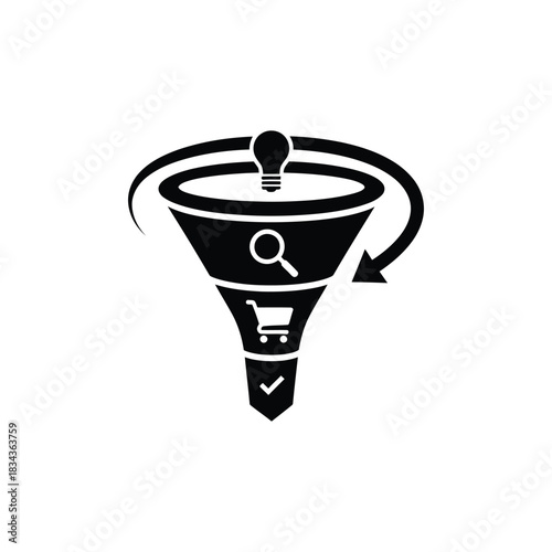 Customer Journey Sales Funnel Visualization. Purchase Process from Awareness to Sale.