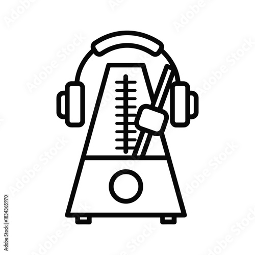 black metronome icon, musical instrument, simple design clip art preview