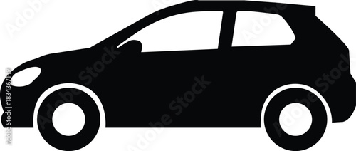 Black car icon in flat style, vehicle silhouette with SUV, sedan, convertible and pickup , monochrome transport symbol pack and automotive graphic synonym