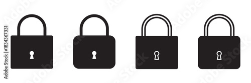 Lock or padlock vector icon set. Security protection keyhole sign. Safety password confidential symbol. Privacy access or permission isolated illustration. 