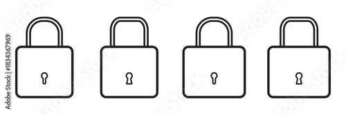 Lock icon. locked and unlocked black outline icon set for app, ui, ux and website. vector illustration on white background.
