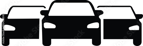 Black car icon in flat style, vehicle silhouette with SUV, sedan, convertible and pickup , monochrome transport symbol pack and automotive graphic synonym
