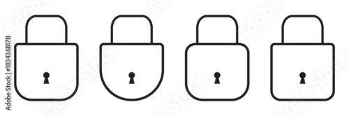 Lock icon. locked and unlocked black outline icon set for app, ui, ux and website. vector illustration on white background.