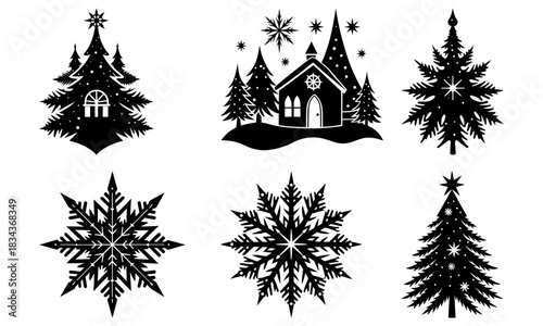 Festive holiday clip art collection for Christmas crafts and winter designs perfect for cards, invitations, and seasonal decorations