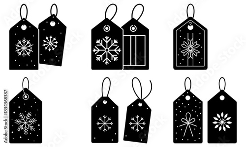 Elegant winter gift tags with snowflake designs for holiday presents and festive decor, perfect for adding a touch of seasonal charm to your celebrations
