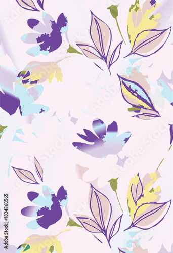 seamless floral pattern on a black background. The pattern is densely packed with small bouquets of flowers. The flowers are stylized, appearing almost like peonies or large roses.