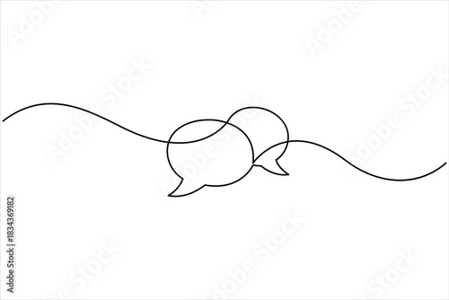 One continuous line art drawing of Speech bubble vector illustration. Communication chat messenger linear vector line symbol. Dialog cloud, chat bubble concept outline line design