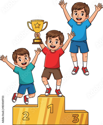 Flat Vector Illustration of People Walking Past Storefronts and Shops in a City