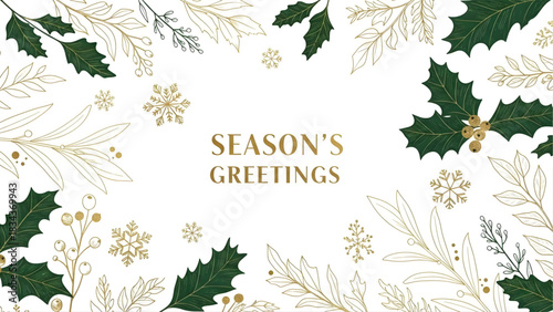 Festive Season's Greetings: A beautifully designed greeting card adorned with delicate floral and snowflake elements, conveying warm wishes.