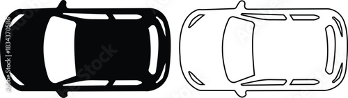 Black car icon set in flat and line style, vehicle silhouette collection with SUV, sedan, convertible and pickup group, monochrome transport symbol pack and automotive graphic synonym illustration