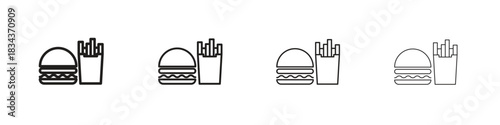 Burger Fries icon, Set vector logo design templates,