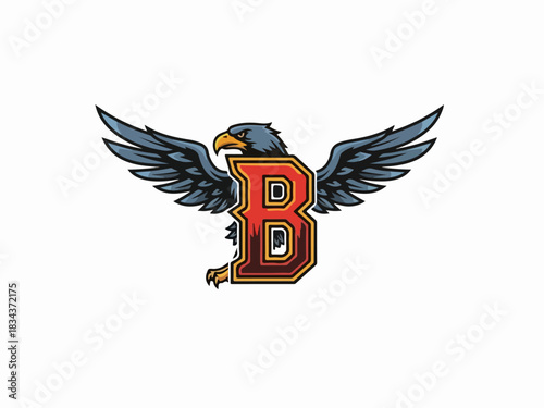 Eagle with the letter B logo on white background representing a sports team