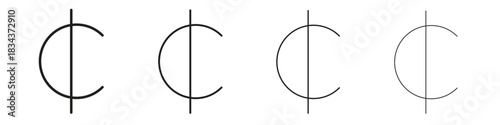 Cedi signs collection Silhouette flat icon design element.