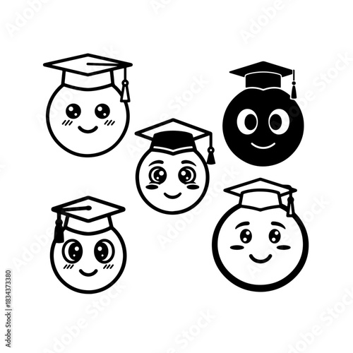 SAMILING, GRATUATION CAP EMOJI, EDUCATIONAL CONCEPT