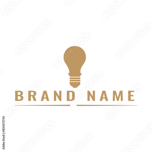 Brown Light Bulb Logo With Brand Name Text vector illustration