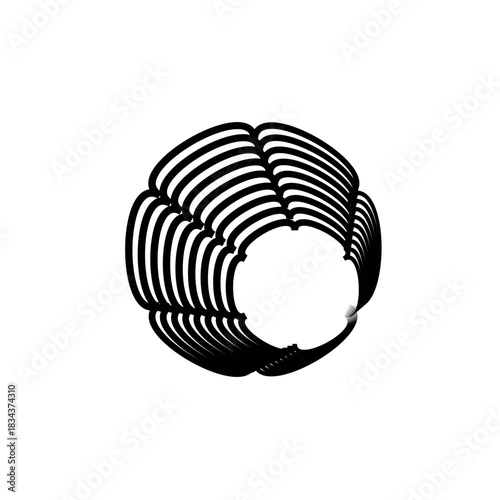 Forensic vector illustration of a unique digital thumbprint pattern in black and white for security and identity evidence