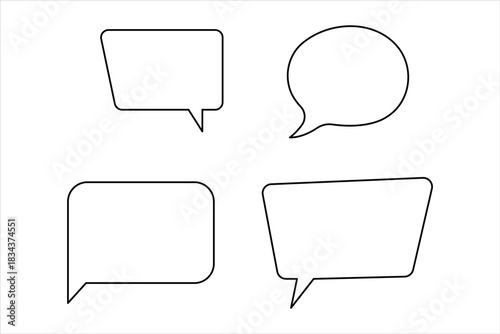 One continuous line art drawing of Speech bubble vector illustration. Communication chat messenger linear vector line symbol. Dialog cloud, chat bubble set concept outline line design