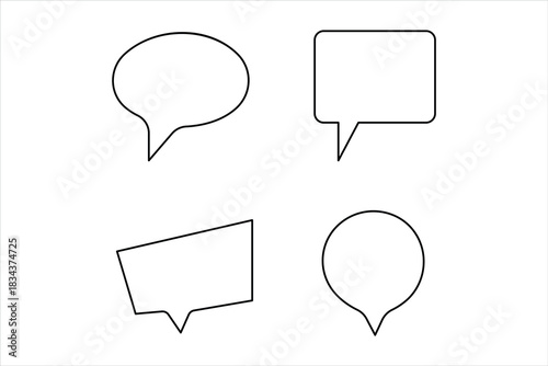 One continuous line art drawing of Speech bubble vector illustration. Communication chat messenger linear vector line symbol. Dialog cloud, chat bubble set concept outline line design