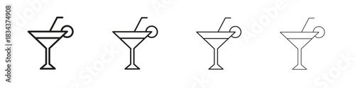 Citrus Martini glass icon, Set vector logo design templates,