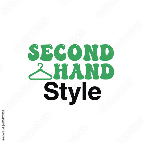 Second hand style logo green and black vector design for sustainable fashion typography t shirt design