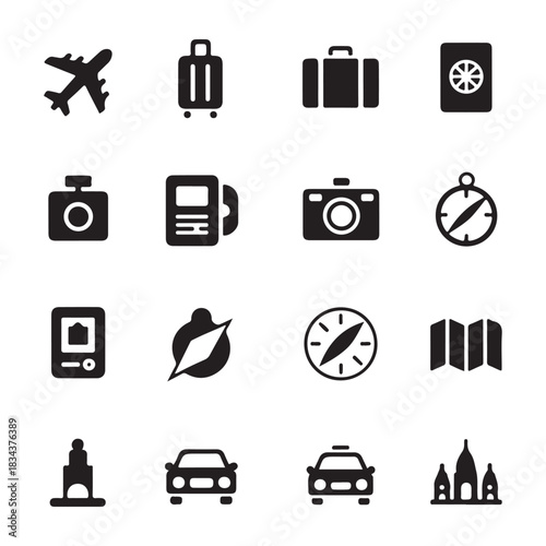 Travel suitcase silhouette icon for luggage and tourism services
