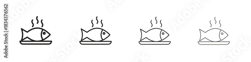 Cooked fish icon, Set vector logo design templates,