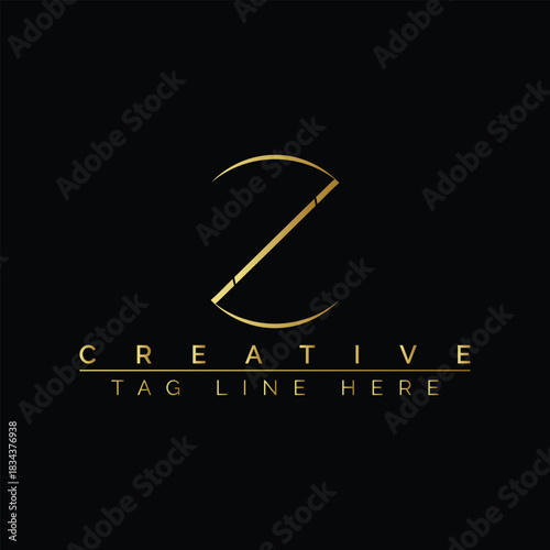 Gold Letter Z Logo with Creative Tag Line on Black Background alphabet golden