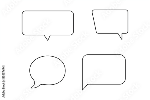 One continuous line art drawing of Speech bubble vector illustration. Communication chat messenger linear vector line symbol. Dialog cloud, chat bubble set concept outline line design