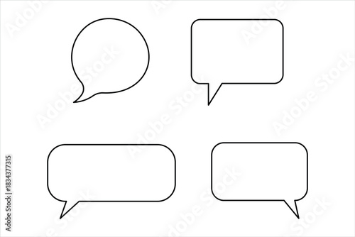 One continuous line art drawing of Speech bubble vector illustration. Communication chat messenger linear vector line symbol. Dialog cloud, chat bubble set concept outline line design