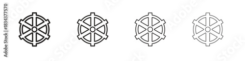 Dharmachakra icon, Set vector logo design templates,