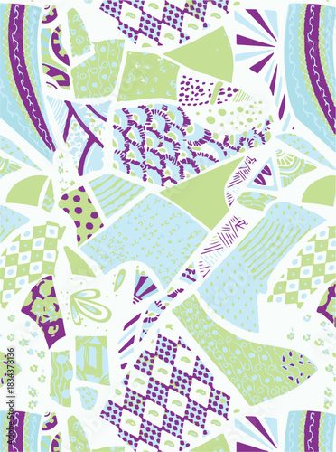 seamless patchwork paisley pattern on background.Seamless patchwork design vector fabric design. Vector graphic tile for interior and clothing fabric or ceramic tiles