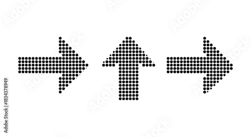 Dotted arrow icons in black: upward and sideways direction indicators design