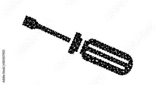 Unique pointillism screwdriver in abstract black design