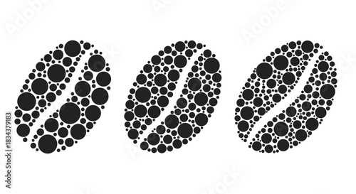 Creative dot pattern coffee beans silhouette design