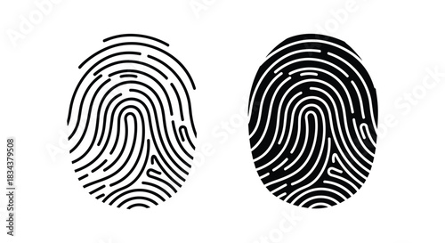 Abstract Fingerprint Icons: Biometric Identification and Security Symbols in Positive and Negative Forms