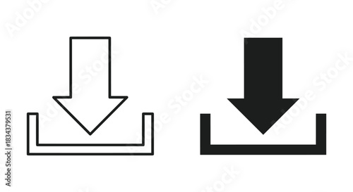 Download Icon Set: Outlined and Filled Arrow into Box Symbols