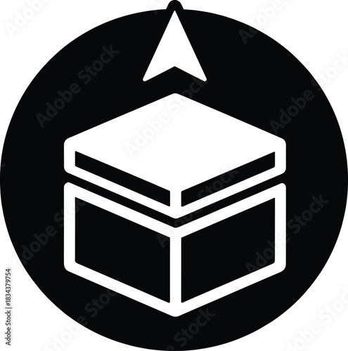 Kaaba location pointer icon. mecca map pin. hajj pilgrimage symbol. islamic holy site. muslim pray direction