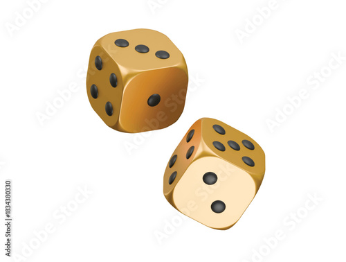 gold dice icon 3d illustration render