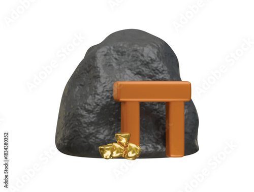 gold mine icon 3d illustration render
