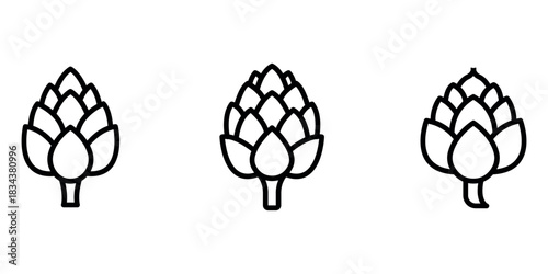 artichoke outline or line icon design bundle.