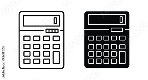 Calculator icon in outline and solid styles