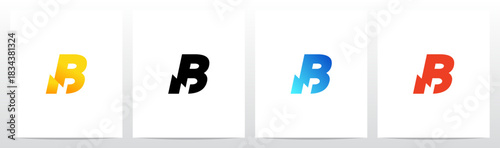 Thunder Electricity on the Bottom Feet of Letter Initial Logo Design B