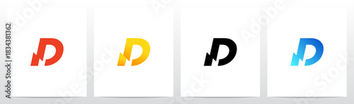 Thunder Electricity on the Bottom Feet of Letter Initial Logo Design D